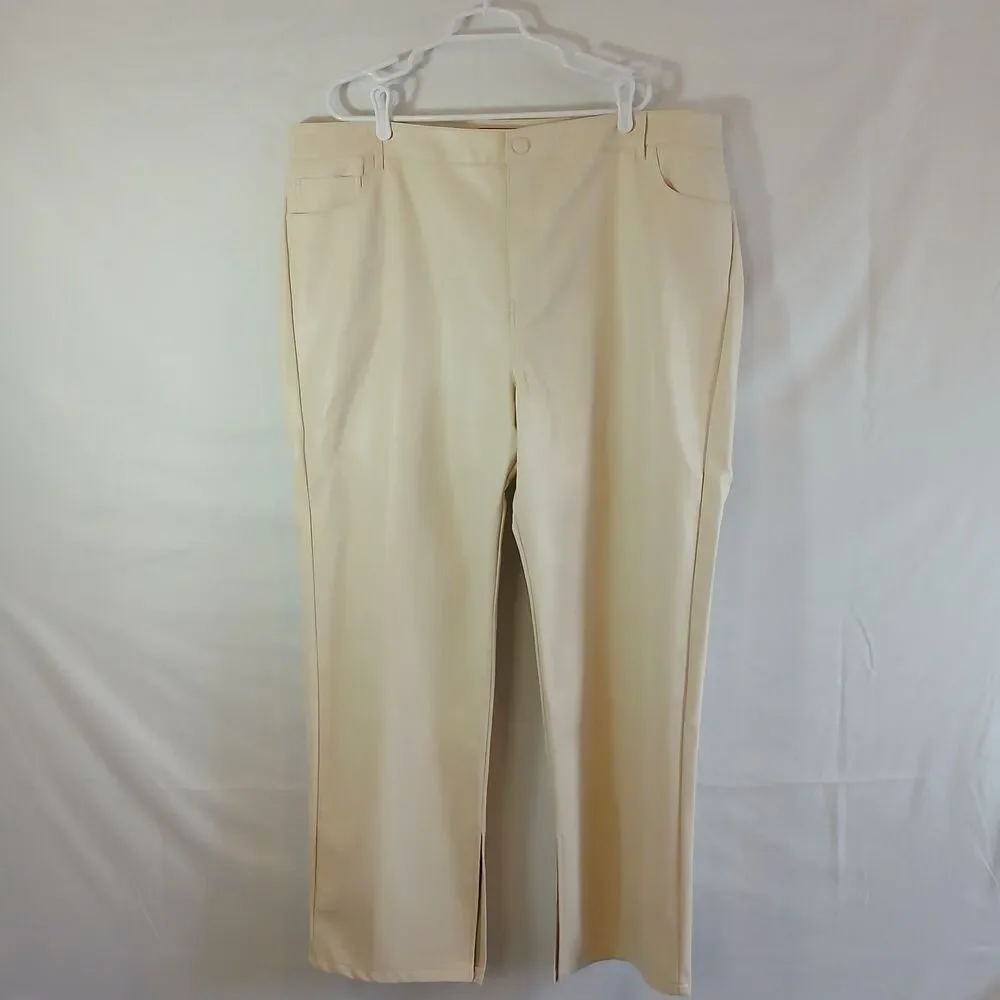 Eloquii Pants Cream Boot Cut Slits On Hem NWT ‎ Sz 26 Quiet Luxury Weddings Work